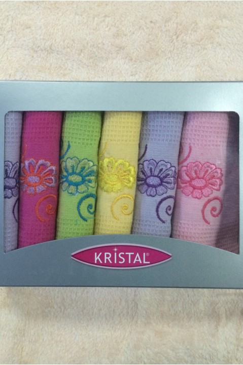 Набір кухонних рушників 6 в 1 вафельний розмір 30х50 Kristal kt11