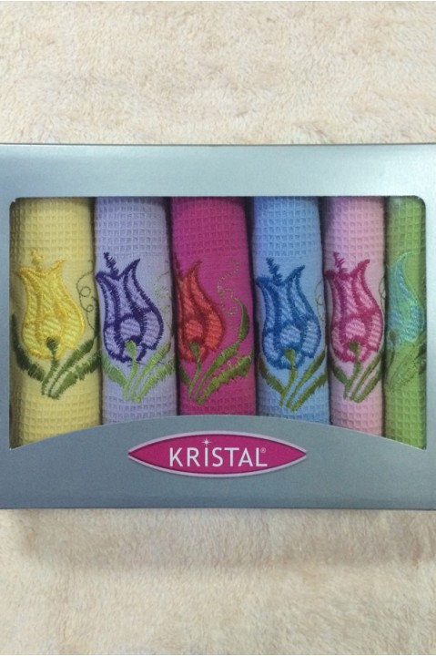 Набір кухонних рушників 6 в 1 вафельні 30х50 Kristal kt13