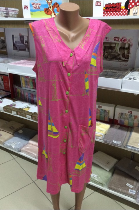 Жіночий халат без рукав на гудзиках. Pastel r210