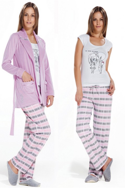 Комплект жіночий трійка халат і піжама Hays 2045