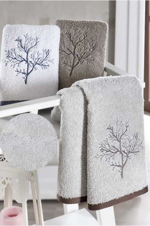 Рушник махровий для ванної 50х90 бежевий Linens Agac Nakis Inci