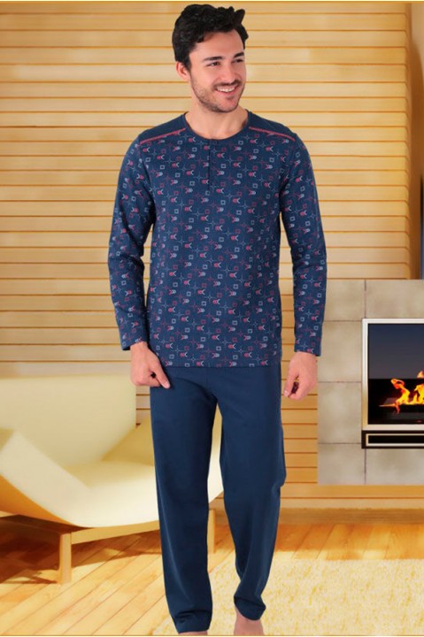 Чоловіча піжама на байці штани кофта довгий рукав Hallmark T39446