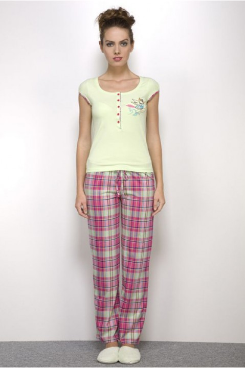 Копмлект женский брюки футболка короткий рукав салатовый Hays 2658