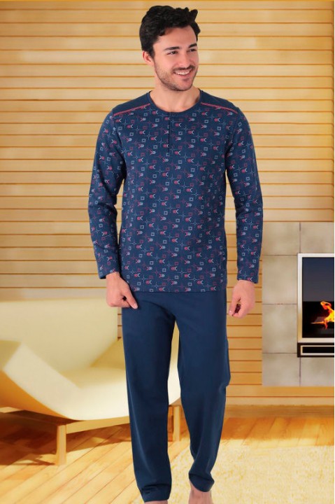 Чоловіча піжама на байці штани кофта довгий рукав Hallmark T93930-1