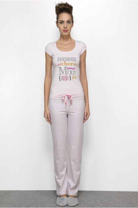 Комплект женский брюки футболка короткий рукав розовый Hays 2615