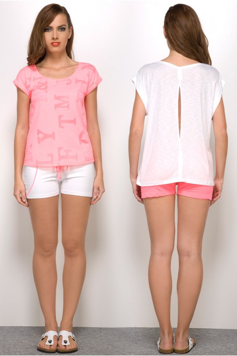 Комплект женский шорты розовые футболка белая короткий рукав Hays 2571