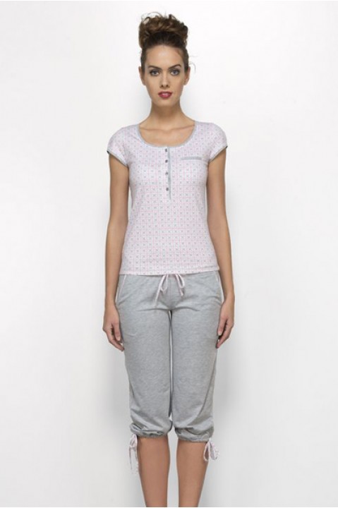 Комплект женский капри футболка короткий рукав розовый Hays 2613