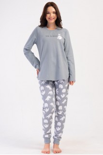 Жіноча піжама штани на манжетах кофта довгий рукав байкова Vienetta Secret 361677