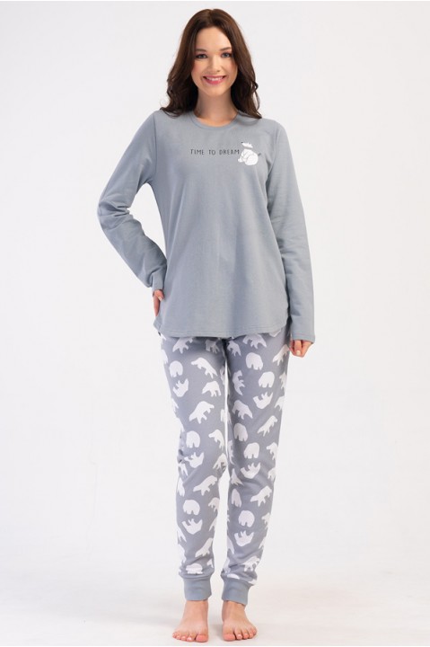 Пижама женская штаны на манжетах кофта длинный рукав на байке Vienetta Secret 361677