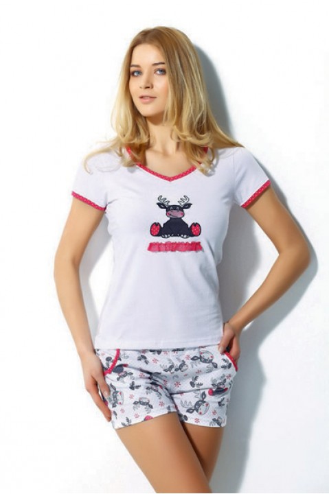 Піжама жіноча шорти футболка малинова короткий рукав Hays DEER 09