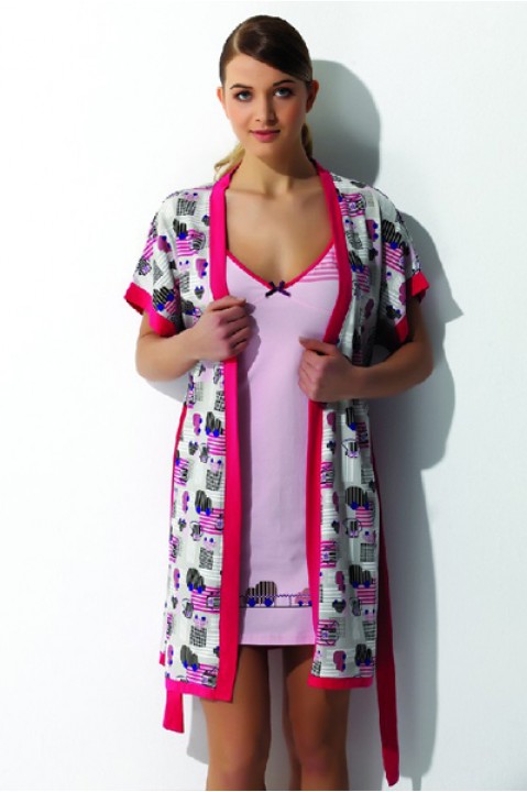 Комплект жіночий халат і нічна сорочка на бретелях Hays CARS 03
