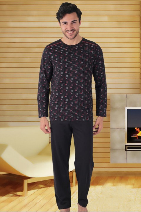 Чоловіча піжама на байці штани кофта довгий рукав Hallmark T93930-2