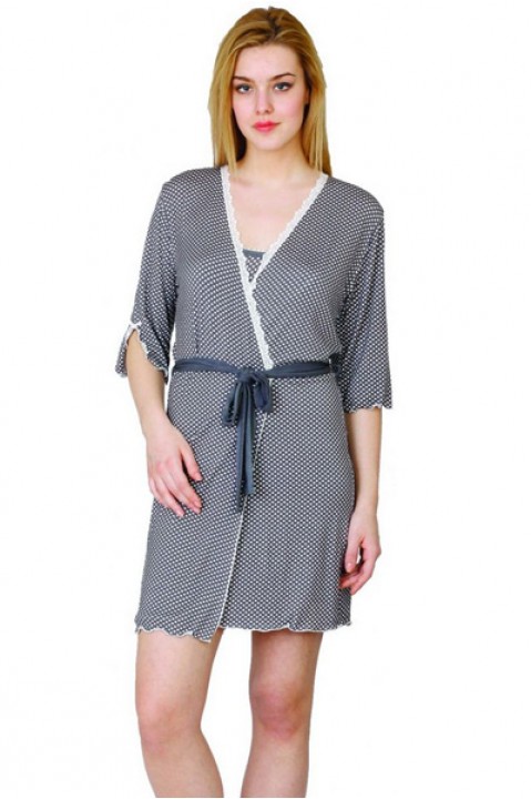 Комплект женский халат и ночная рубашка на бретелях Cocoon Secret 658SBTK