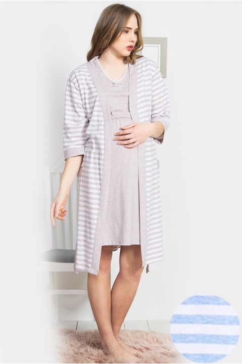 Комплект жіночий для вагітних халат та нічна сорочка блакитна Vienetta Secret 250000-2