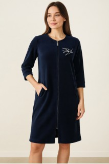 Халат велюровий на блискавці 3/4 рукав з манжетами Jen 5237 Халат велюровий на блискавці 3/4 рукав з манжетами Jen 5237