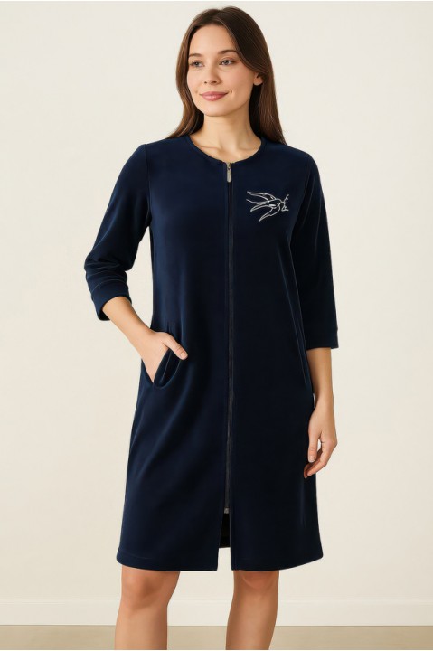 Халат велюровий на блискавці 3/4 рукав з манжетами Jen 5237