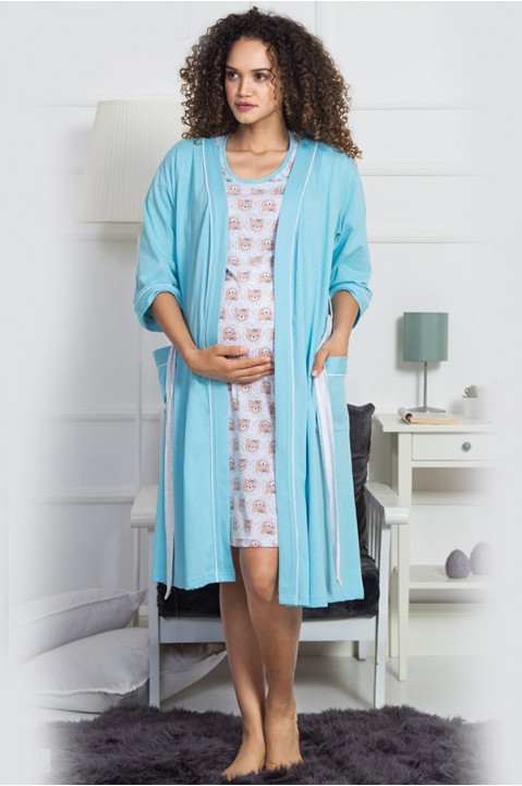 Комплект жіночий халат на запах та нічна сорочка для годування Vienetta Secret 053753