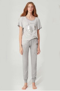 Пижама женская штаны на манжетах футболка короткий рукав Feyza 3710-1