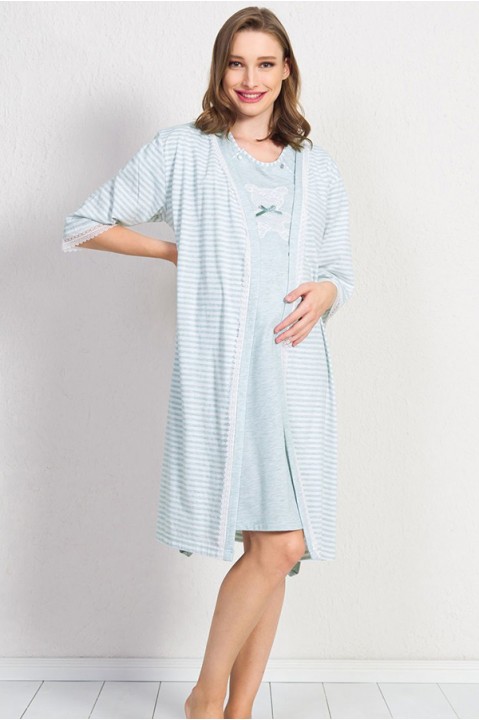 Комплект женский халат на запах 3/4 рукав и ночная рубашка для кормления Vienetta Secret 810000-1