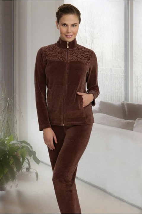 Костюм женский брюки кофта длинный рукав на молнии серый Cocoon 14513