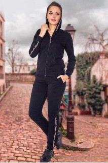 Костюм женский штаны кофта длинный рукав на молнии с капюшоном двунитка Cocoon Relax 61-7095