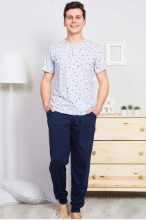 Пижама мужская штаны на манжетах футболка короткий рукав Gazzaz 202885