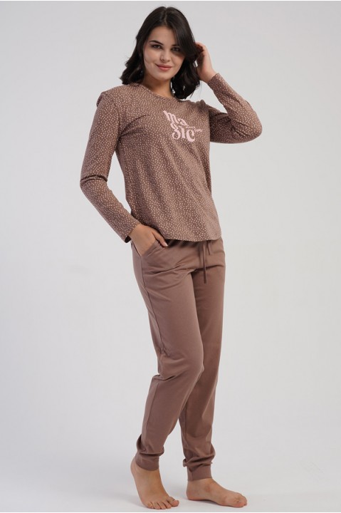 Пижама женская штаны на манжетах с карманами кофта длинный рукав Vienetta Secret 581550