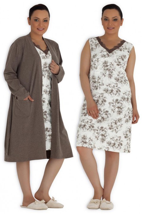 Комплект женский халат на запах длинный рукав ночная рубашка без рукава Hays 3313