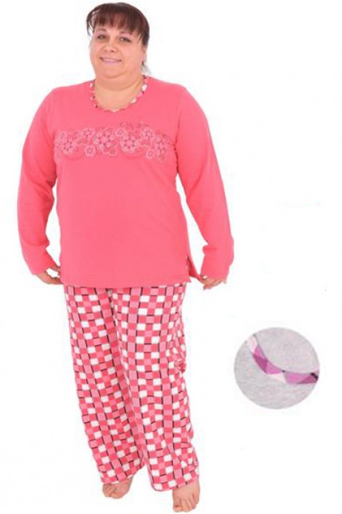 Пижама женская брюки длинный рукав на байке серая Vienetta Secret 0152