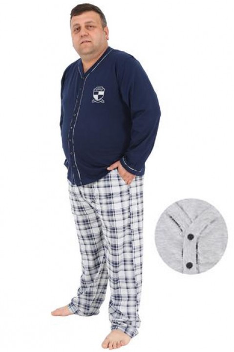 Пижама мужская брюки кофта на пуговицах длинный рукав серая Vienetta Secret 2289