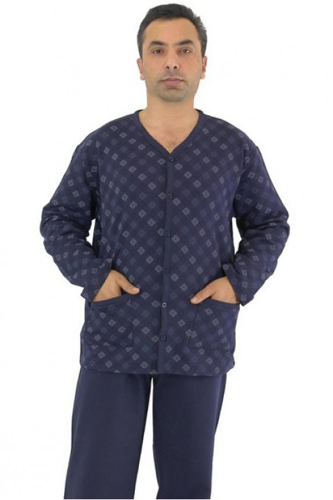 Пижама мужская брюки кофта на пуговицах длинный рукав серая Mona Bella 936