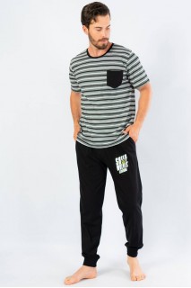Пижама мужская штаны на манжетах футболка короткий рукав Gazzaz 430466