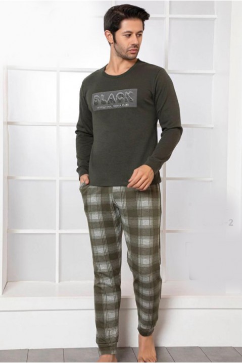 Пижама мужская штаны на манжетах кофта длинный рукав интерлок ARC 5033