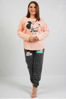 Пижама женская штаны на манжетах кофта длинный рукав на байке Vienetta Secret 570619-1