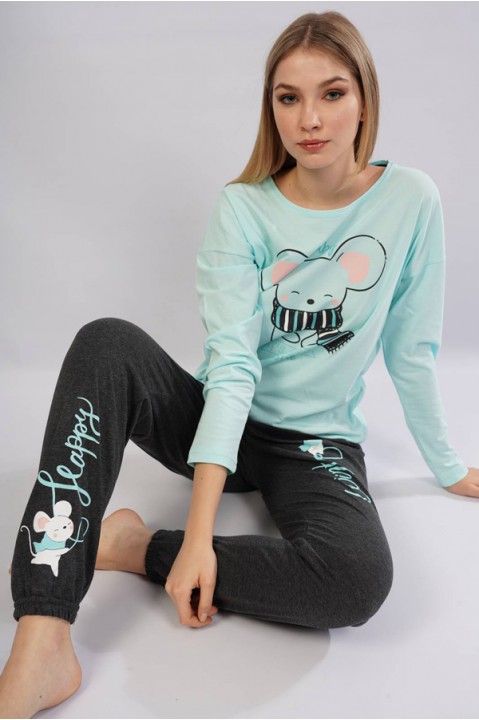 Жіноча піжама штани на манжетах кофта довгий рукав Vienetta Secret 570000-11