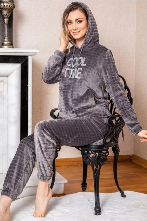 Пижама женская штаны кофта длинный рукав с капюшоном велсофт Cocoon 84-5005