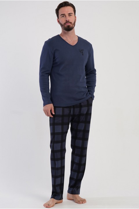 Пижама мужская штаны с карманами кофта длинный рукав интерлок Vienetta Secret 830826