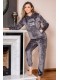 Пижама женская штаны кофта длинный рукав с капюшоном велсофт Cocoon 84-5005